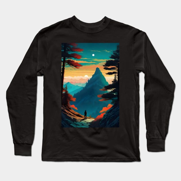 lone hiker Long Sleeve T-Shirt by Tree Tees